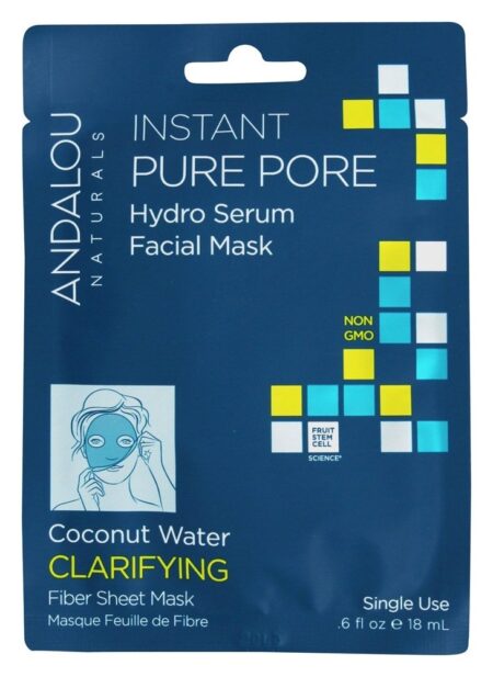 Esclarecimento Instantâneo Pure Poro Hidro Serum Máscara Facial Água De Coco - 0.6 oz. Andalou Naturals