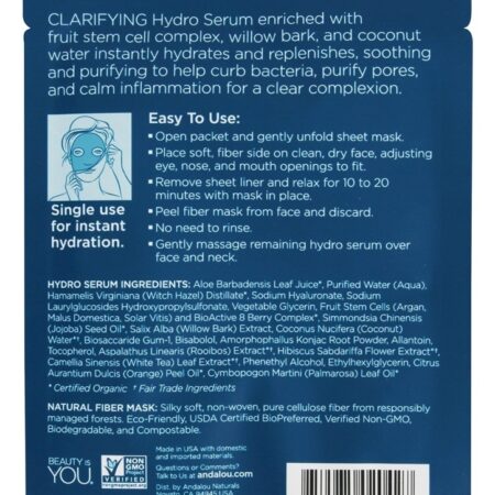 Esclarecimento Instantâneo Pure Poro Hidro Serum Máscara Facial Água De Coco - 0.6 oz. Andalou Naturals - Imagem 2