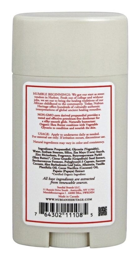 24 Hora Desodorante Natural Coconut & Papaya - 2.25 oz. Nubian Heritage - Image 2