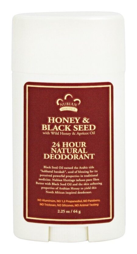 24 Hora Mel Desodorante Natural e Semente Preta - 2.25 oz. Nubian Heritage