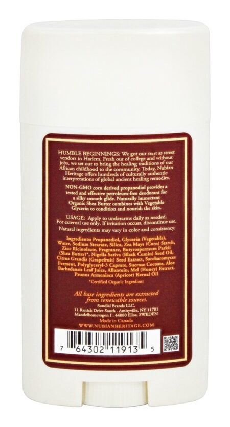 24 Hora Mel Desodorante Natural e Semente Preta - 2.25 oz. Nubian Heritage - Image 2