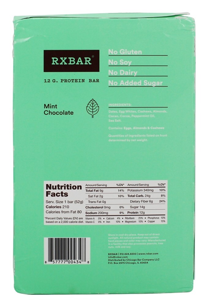 Chocolate de Menta com Proteína - 12 Barras RXBAR - Imagem 2