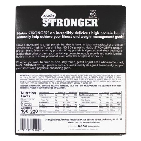 Barra de proteína de soro de leite mais forte Caixa Chocolate Caramelo - 12 Barras NuGo Nutrition - Image 2