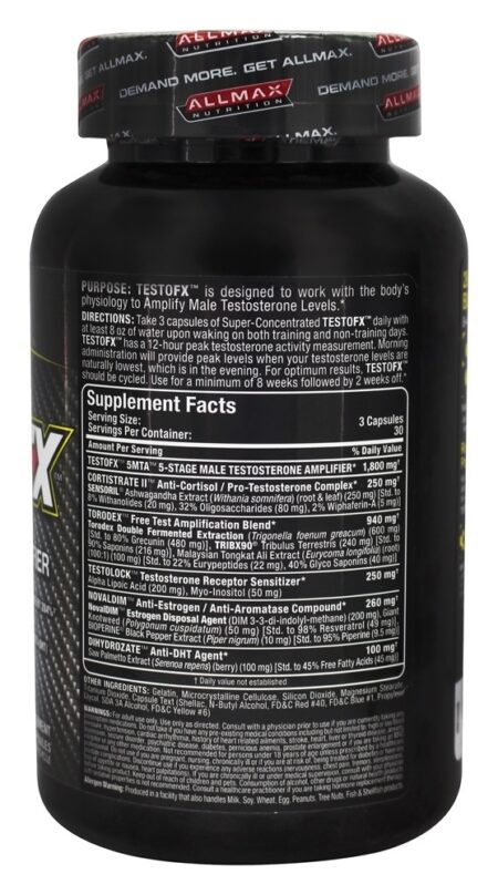 Testofx 5-Etapa Masculino Testosterona Amplificador - Cápsulas 90 AllMax Nutrition - Image 2