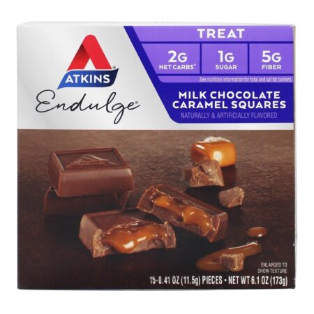 Endulge Tratar Quadrados Leite Chocolate Caramelo - 15 Peça (s) Atkins