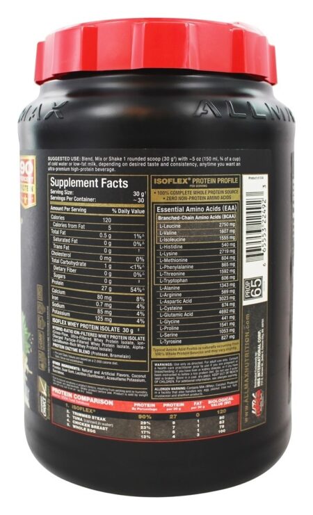 IsoFlex Pure Proteína Whey Isolar Abacaxi Coco - 2 lbs. AllMax Nutrition - Image 2