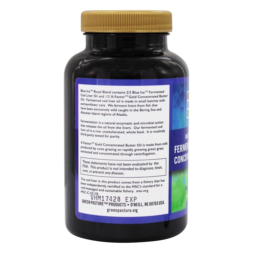 Óleo de Manteiga Real de Gelo Azul / Mistura Fermentada de Óleo de Fígado de Bacalhau - Cápsulas 120 Green Pasture Products - Imagem 3