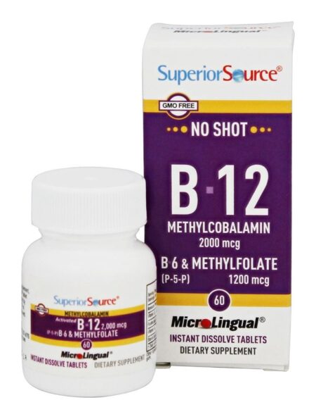 Sem Tiro Vitamina B12 2000 mcg. - 60 Tablets de dissolução rápida Superior Source