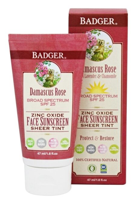 Rosa de Damasco FPS 25 Protetor Solar Facial Translúcido - 1.6 fl. oz. Badger