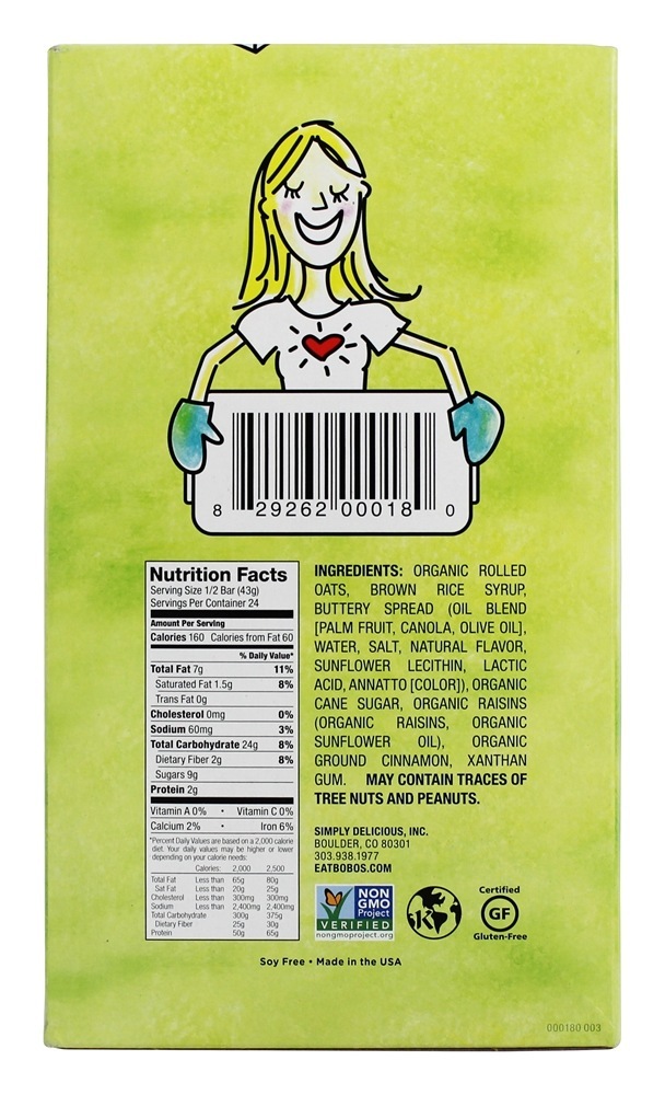 Todas as barras naturais caixa de canela passa - 12 Barras Bobo's Oat Bars - Imagem 2