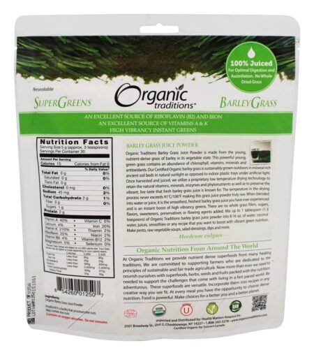 Suco de Grama de Cevada Em Pó - 5.3 oz. Organic Traditions - Image 2