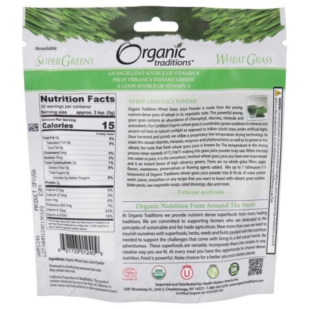 Pó de suco de grama de trigo - 5.3 oz. Organic Traditions - Image 2