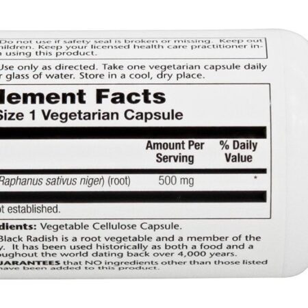 Rabanete Preto 500 mg. - Cápsulas vegetarianas 100 Solaray - Imagem 2