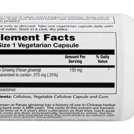 Extrato de Raiz de Ginseng Fermentado 150 mg. – Cápsulas vegetarianas 30 Solaray — foto 2