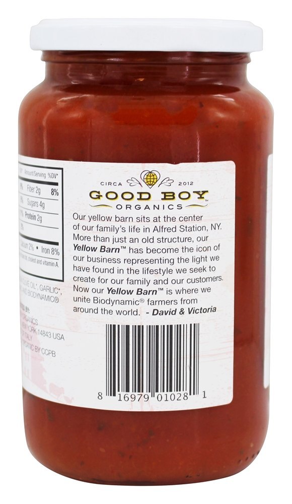 Molho de Macarrão Orgânico Arrabbiata - 19.75 oz. Yellow Barn Biodynamic - Imagem 3