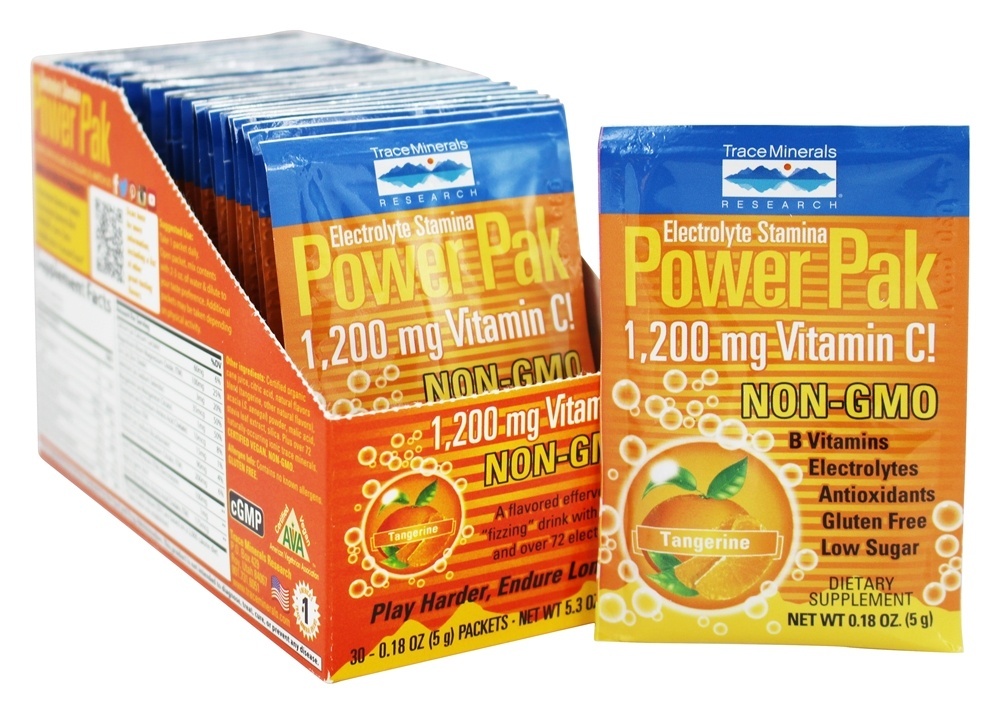Eletrólito Vigor Poder Pak Tangerina - 30 Pacotes (s) Trace Minerals Research