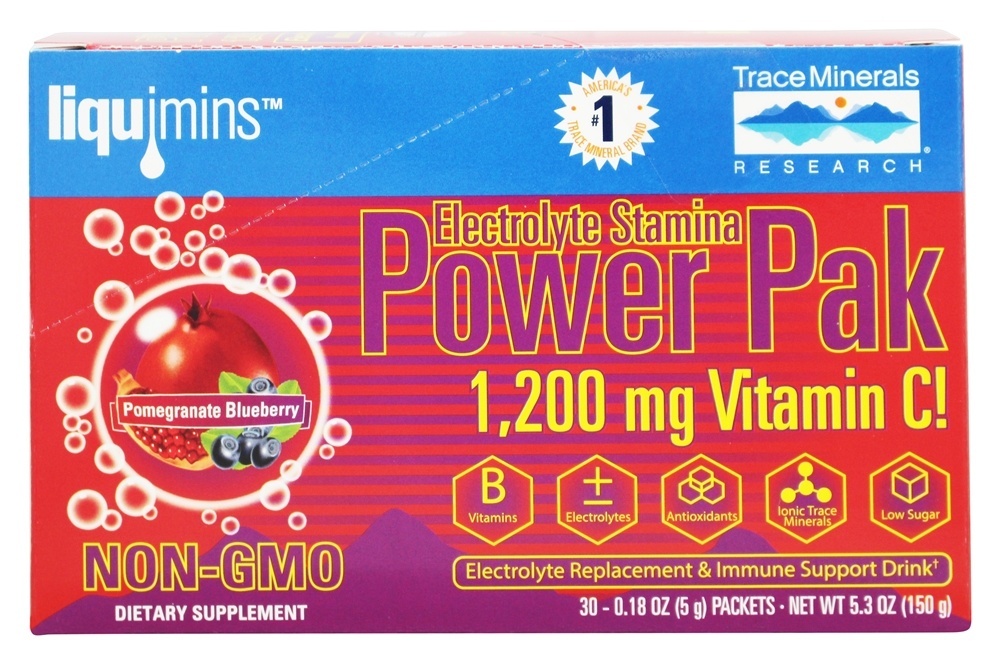 Eletrólito Resistência Poder Pak Romã Mirtilo - 30 Pacotes (s) Trace Minerals Research - Imagem 2