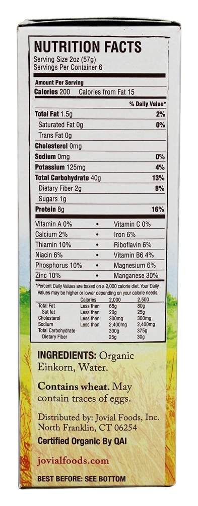 100% Orgânico Einkorn Tradicional Penne Rigate Macarrão - 12 oz. Jovial Foods - Imagem 2