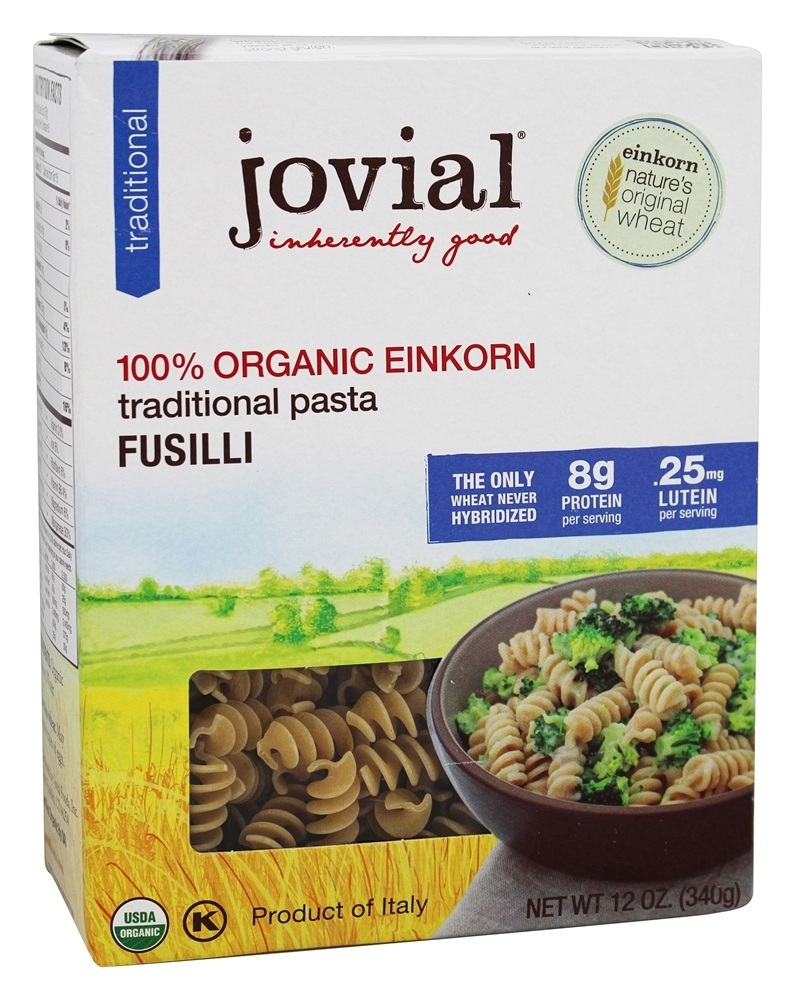 100 % Orgânico Einkorn Tradicional Fusilli Pasta - 12 oz. Jovial Foods