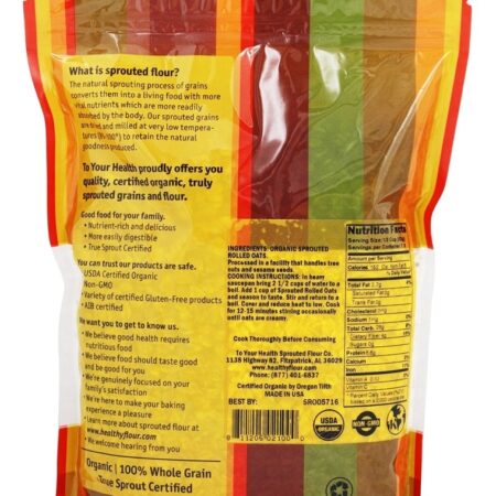 Flocos de Aveia Orgânica Sem Glúten – 16 oz. To Your Health — foto 2