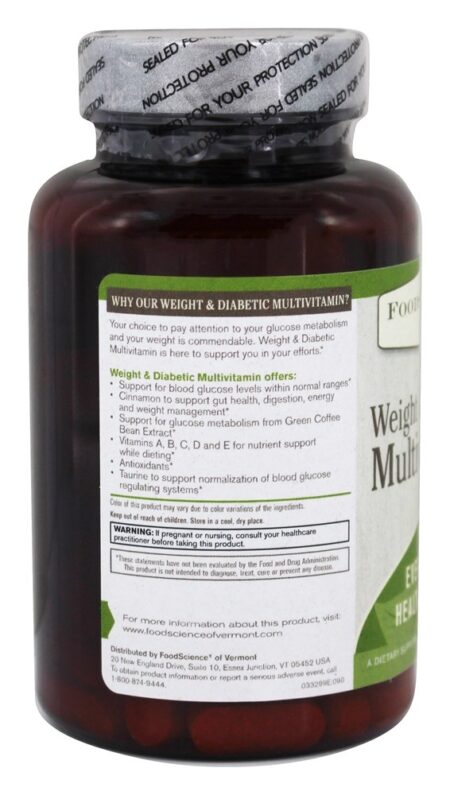 Peso & Multivitamínico Diabético - 90 Cápsulas FoodScience of Vermont - Image 3