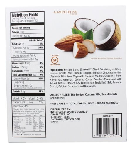 ONE Protein Bar Almond Bliss - 12 Bares Anteriormente OhYeah! Uma barra ISS Research - Image 7