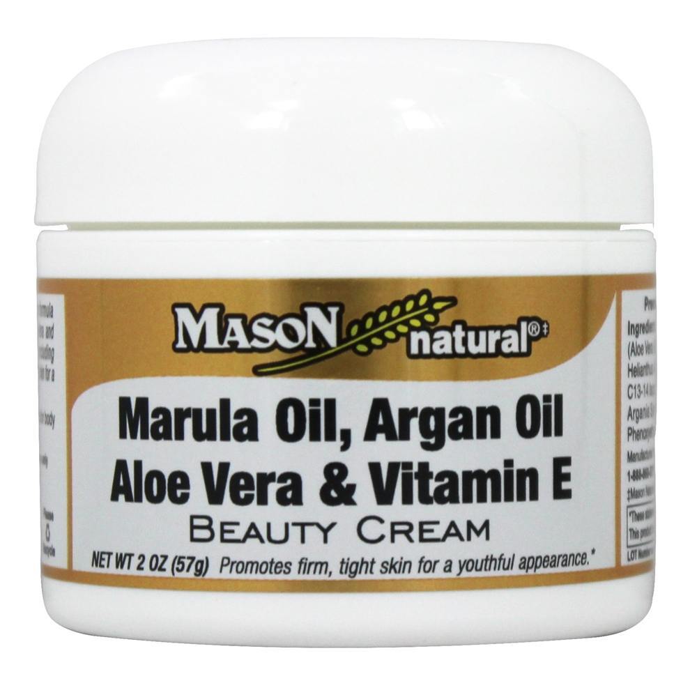 Beleza Face Creme Marula óleo, Argan óleo, Aloés Vera e Vitamina E - 2 oz. Mason Natural