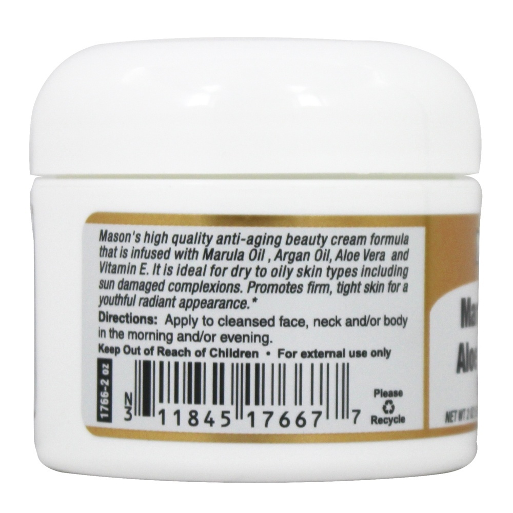 Beleza Face Creme Marula óleo, Argan óleo, Aloés Vera e Vitamina E - 2 oz. Mason Natural - Imagem 3