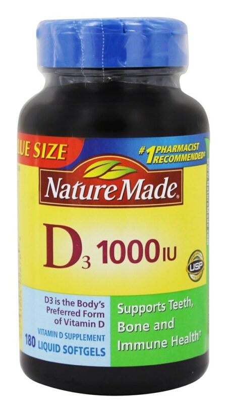 Vitamina D3 1000 UI - 180 Softgels líquidos Nature Made