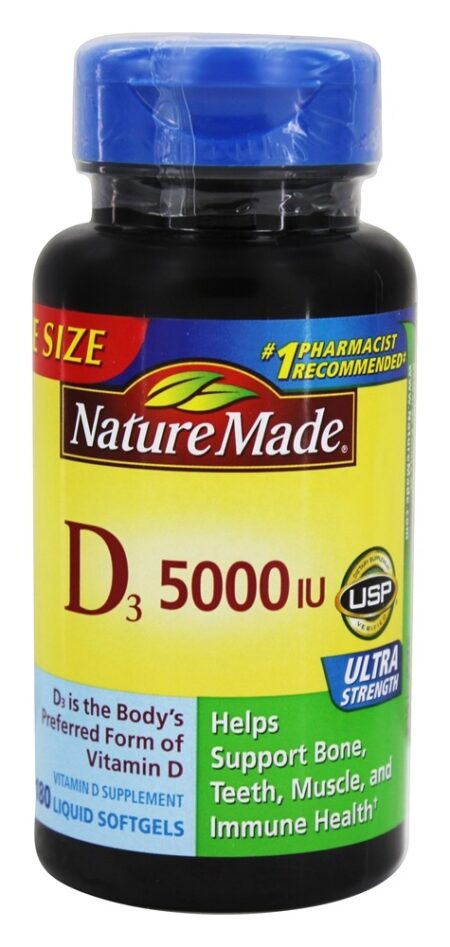 Vitamina D3 5000 UI - 180 Softgels líquidos Nature Made