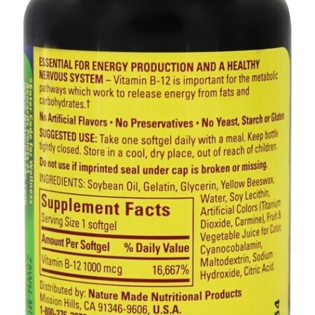 Vitamina B12 1000 mcg. - 90 Softgels líquidos Nature Made - Imagem 2