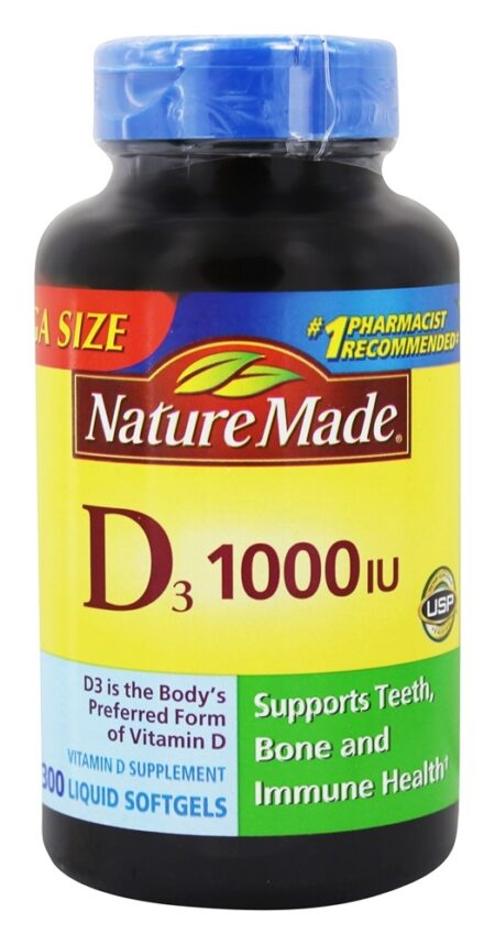 Vitamina D3 1000 UI - 300 Softgels líquidos Nature Made