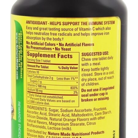 Vitamina C Mastigável Sabor Laranja 500 mg. - 150 comprimidos mastigáveis Nature Made - Imagem 2