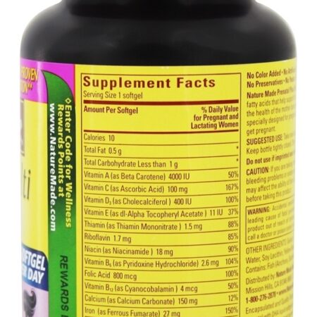 Multivitamínico Pré-Natal + DHA 200 mg. - 60 Softgels líquidos Nature Made - Imagem 2