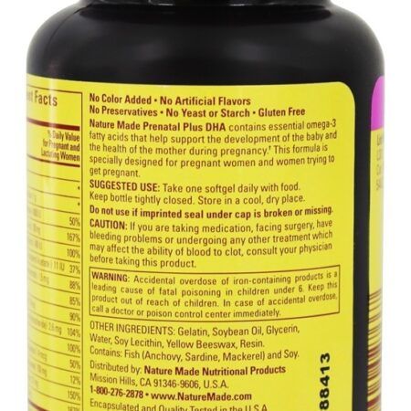 Multivitamínico Pré-Natal + DHA 200 mg. - 60 Softgels líquidos Nature Made - Imagem 3