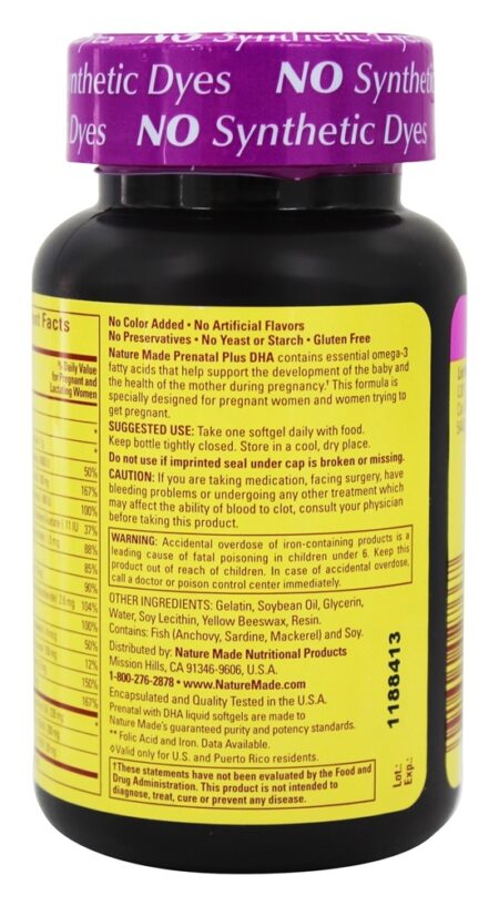 Multivitamínico Pré-Natal + DHA 200 mg. - 60 Softgels líquidos Nature Made - Image 3