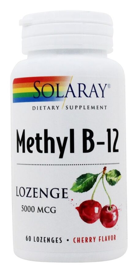 B12 Metil B12 Cereja 5000 mcg. - 60 Pastilhas Solaray