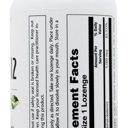 B12 Metil B12 Cereja 5000 mcg. - 60 Pastilhas Solaray - Imagem 2