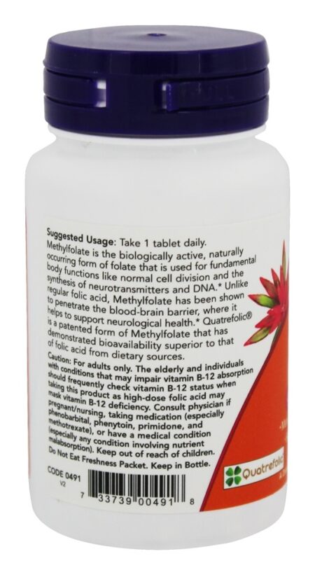 Metilfolato 1000 mcg. - 90 Tablets NOW Foods - Image 3