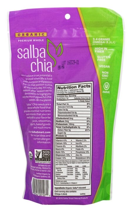 Premium Orgânica Salba Integral - 10.5 oz. Salba Smart - Image 2