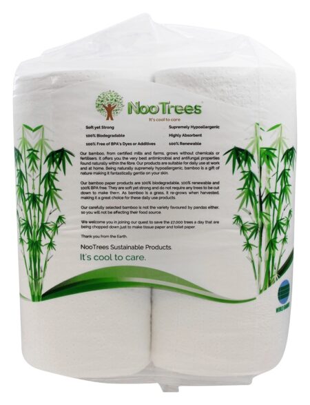 100% Virgem Ecoluxe Bambu Polpa 3-Dobra Banheiro Tecido - 12 Rolo (s) NooTrees - Image 3