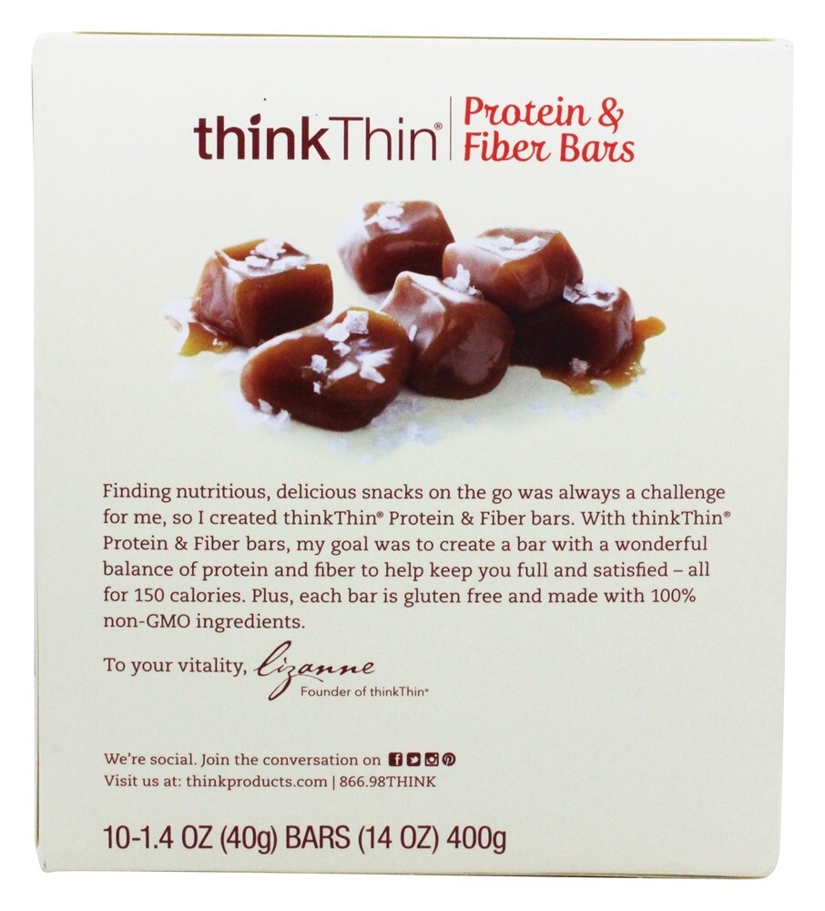 thinkthin Inclinar Proteína & Fibra Barras Caixa Salgado Caramelo - 10 Barras Think Products - Imagem 3