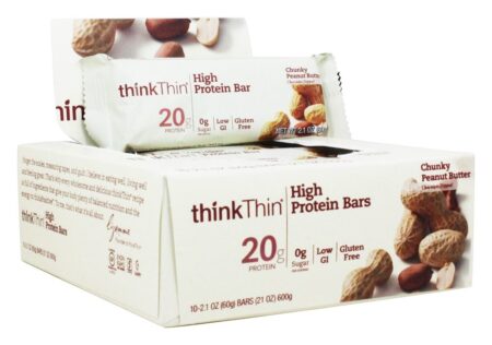 thinkthin Proteína Barras Caixa Chunky Amendoim Manteiga - 10 Barras Think Products