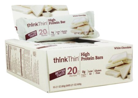 thinkthin Proteína Barras Caixa Branco Chocolate - 10 Barras Think Products