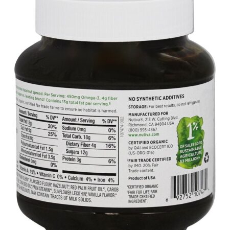 Avelã Orgânica Espalhada com Cacau Escuro - 13 oz. Nutiva - Imagem 3