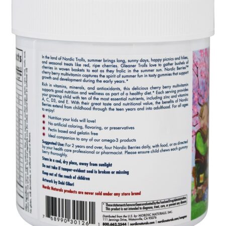 Nórdico Bagas Multivitamina Gomoso Cereja Baga - 120 Gummies Nordic Naturals - Imagem 3