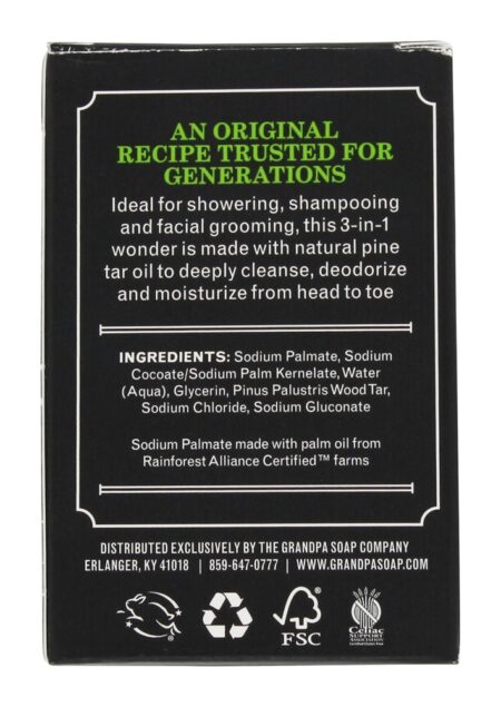 Face & Corpo Bar Sabão Pinho Alcatrão - 1.35 oz. The Grandpa Soap Co. - Image 2