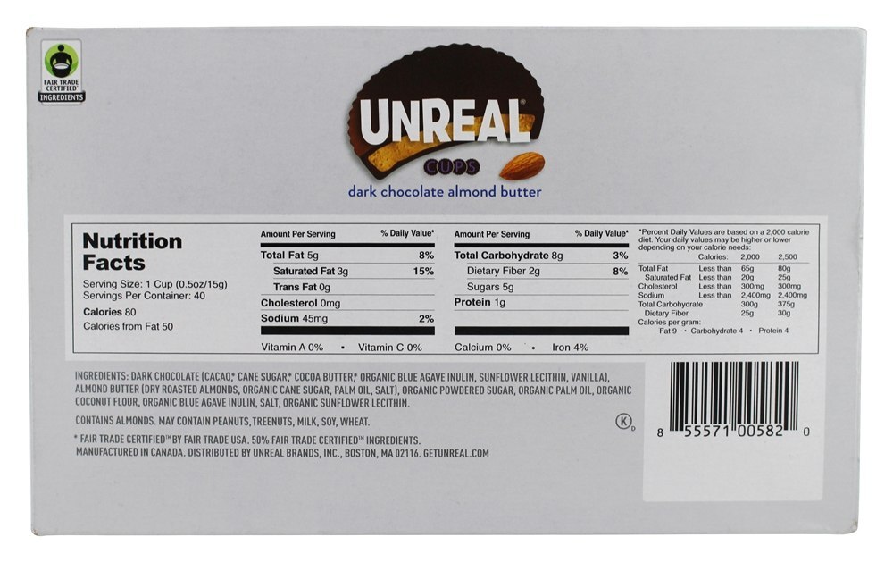 Copos de manteiga de amêndoa de chocolate escuro - 40 Peça (s) Unreal - Imagem 2