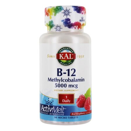 B12 Metilcobalamina Sabor Framboesa Vermelha 5000 mcg. - 90 Tablets Kal