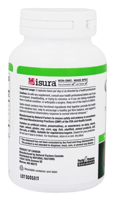 Gastro-Assist com Resina de Aroeira, Saccharomyces Boulardii & Zinco L-Carnosina - Cápsulas vegetarianas 60 Natural Factors - Image 3